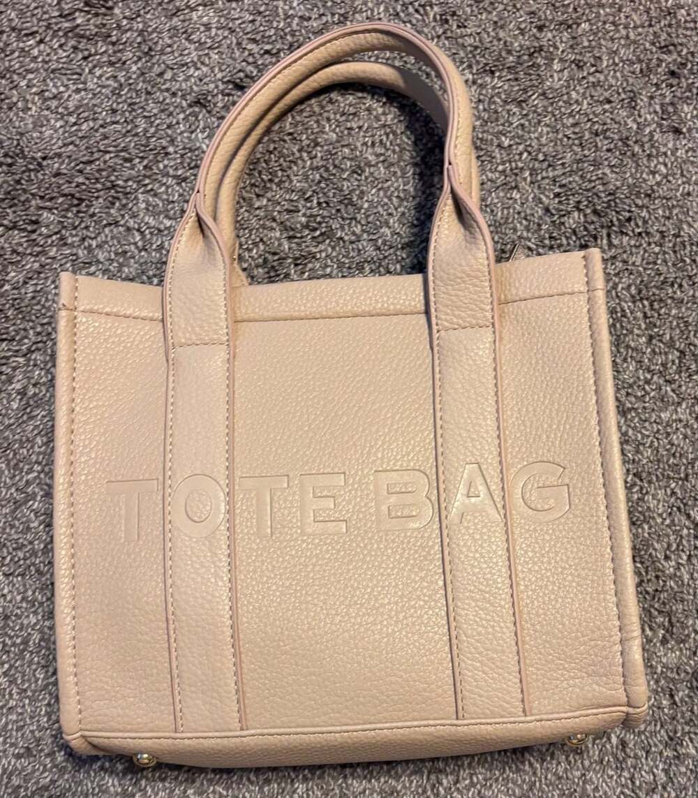 Tan Faux Leather Tote Bag